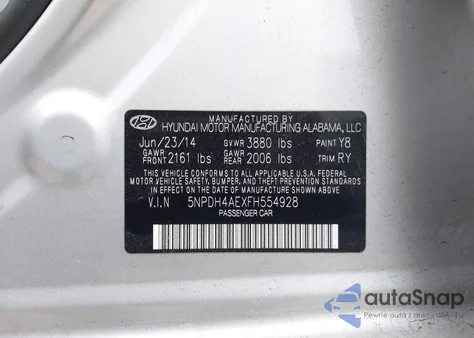 2015 Hyundai Elantra Se from USA, damaged, VIN 5NPDH4AEXFH554928